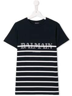 Balmain Kids футболка в полоску с логотипом