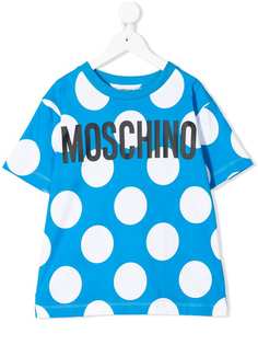 Moschino Kids футболка в горох с логотипом