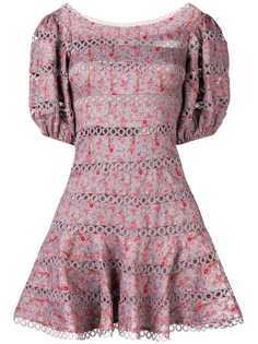Zimmermann платье мини с цветочным принтом и вышивкой