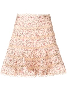 Zimmermann юбка с цветочным принтом и вышивкой