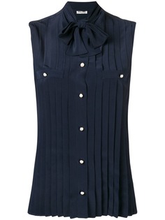 Miu Miu плиссированная рубашка с бантом