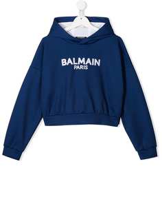 Balmain Kids толстовка с капюшоном и вышитым логотипом