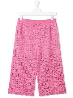 Msgm Kids брюки с вышитым цветочным декором