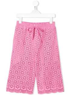 Msgm Kids брюки с вышитым цветочным декором