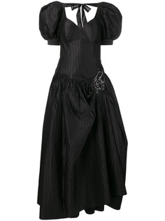 Seen Users open back puff sleeve dress