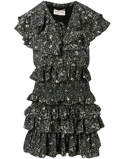 Saint Laurent шифоновое платье USA с принтом черепов