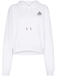 Off-White arrow motif cropped hooded cotton jumper