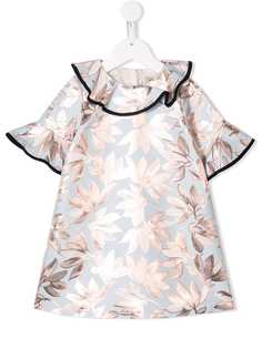 Hucklebones London floral ruffle flared dress