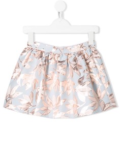 Hucklebones London floral embroidered flared skirt