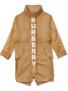 Burberry Kids легкая парка со съемным капюшоном и логотипом