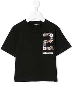 Dsquared2 Kids футболка с нашивкой и отделкой стразами