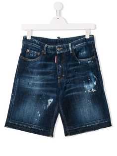 Dsquared2 Kids состаренные джинсовые шорты