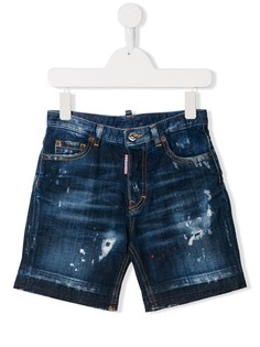 Dsquared2 Kids состаренные джинсовые шорты