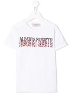 Alberta Ferretti Kids футболка с вышитым логотипом и бахромой