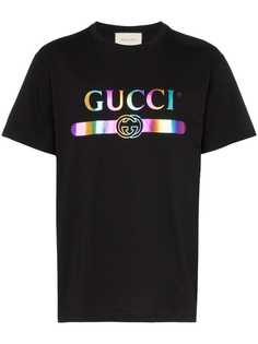 Gucci iridescent logo print cotton t shirt