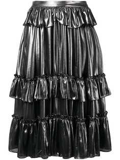 Alexa Chung metallic ruffle skirt