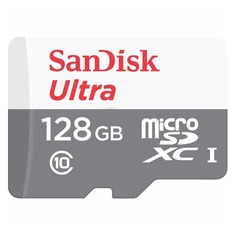Карта памяти microSDXC UHS-I SANDISK Ultra 80 128 ГБ, 80 МБ/с, Class 10, SDSQUNS-128G-GN6MN, 1 шт., переходник SD