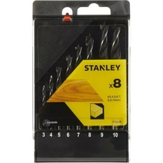 Набор спиральных сверл по дереву 3-4-5-6-7-8-9-10 мм stanley sta56006