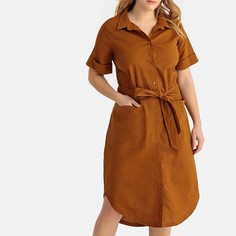 Платье-рубашка из льна и хлопка, длина 3/4 Castaluna