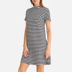 Платье-трапеция в полоску с круглым вырезом и короткими рукавами LA Redoute Collections