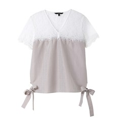 Блузка однотонная с V-образным вырезом и короткими рукавами Vero Moda