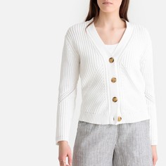 Кардиган с застежкой на пуговицы из плотного хлопкового трикотажа LA Redoute Collections