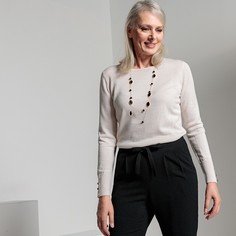 Пуловер однотонный с круглым вырезом, трикотаж из 50% шерсти мериноса Anne Weyburn