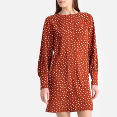 Платье-футляр прямое с принтом в горошек до колен LA Redoute Collections