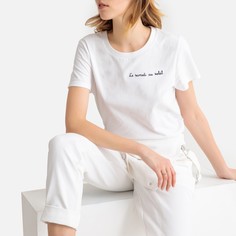 Футболка с надписью, круглым вырезом и короткими рукавами LA Redoute Collections