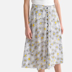 Юбка длинная с застежкой на пуговицы и цветочным рисунком LA Redoute Collections