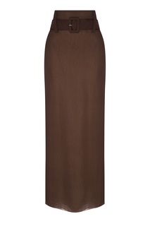 Длинная шелковая юбка с поясом Prada