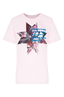 Розовая футболка с принтом в стиле пэтчворк Isabel Marant