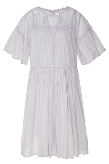 Серое хлопковое платье с вышивкой Isabel Marant Etoile
