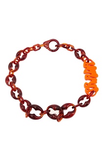 Колье из плексигласа с оранжевым логотипом Prada