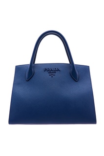 Синяя кожаная сумка-тоут Monochrome Prada