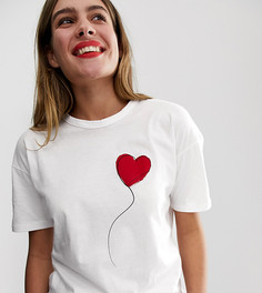 Свободная футболка с принтом воздушного шарика-сердца Wednesdays Girl - Белый