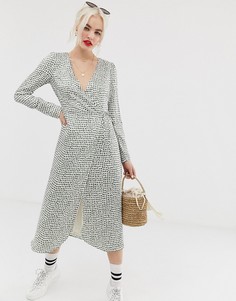 Платье миди с запахом и принтом Glamorous - Кремовый