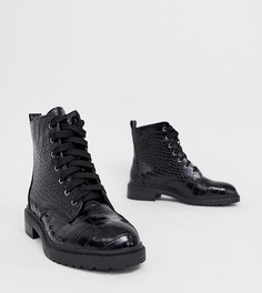 Черные походные ботинки для широкой стопы со шнуровкой New Look - Черный