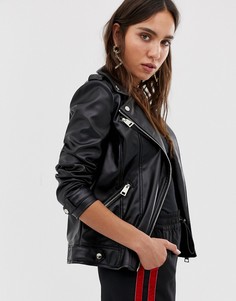 Черная укороченная байкерская куртка River Island - Черный
