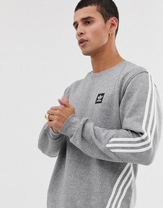 Серый свитшот с 3 полосками Adidas Skateboarding - Серый