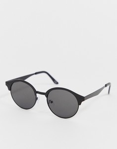 Круглые солнцезащитные очки в черной матовой оправе с дымчатыми стеклами ASOS DESIGN - Черный