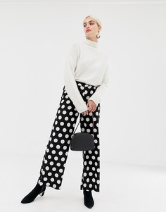 Широкие брюки в горошек Selected Frosa - Черный
