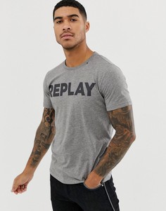 Серая футболка с круглым вырезом и логотипом Replay - Серый