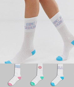 Набор из 3 пар белых носков с принтом Wild Feet - Мульти Sock Shop