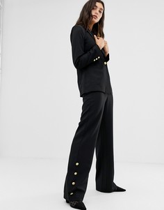 Строгие брюки с золотистыми пуговицами и завышенной талией Unique21 - Черный