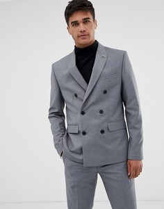 Серый приталенный двубортный пиджак Farah Henderson - Серый