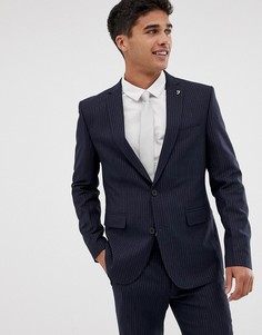 Темно-синий приталенный пиджак в тонкую полоску Farah Henderson - Темно-синий