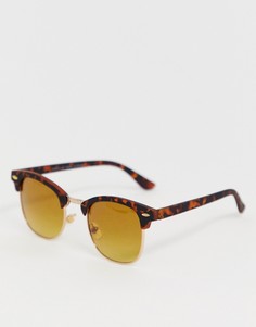 Квадратные солнцезащитные очки в черепаховой оправе River Island - Коричневый