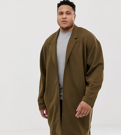 Легкое свободное пальто из трикотажа коричневого цвета ASOS DESIGN Plus - Коричневый
