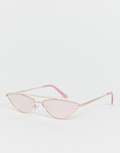 Розовые солнцезащитные очки кошачий глаз River Island - Золотой